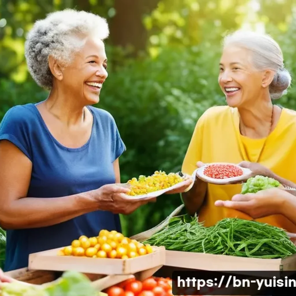 세계 각국 채식 요리의 특징과 매력 - **Prompt: Vibrant Vegetarian Vitality**
An energetic, diverse group of people, ranging from youn...
